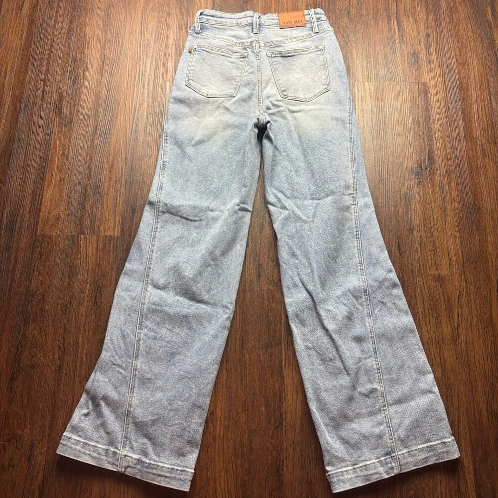 Judy Blue Retro Wide High Waist Jeans Light Wash Women’s Size 5/27 - Picture 2 of 12